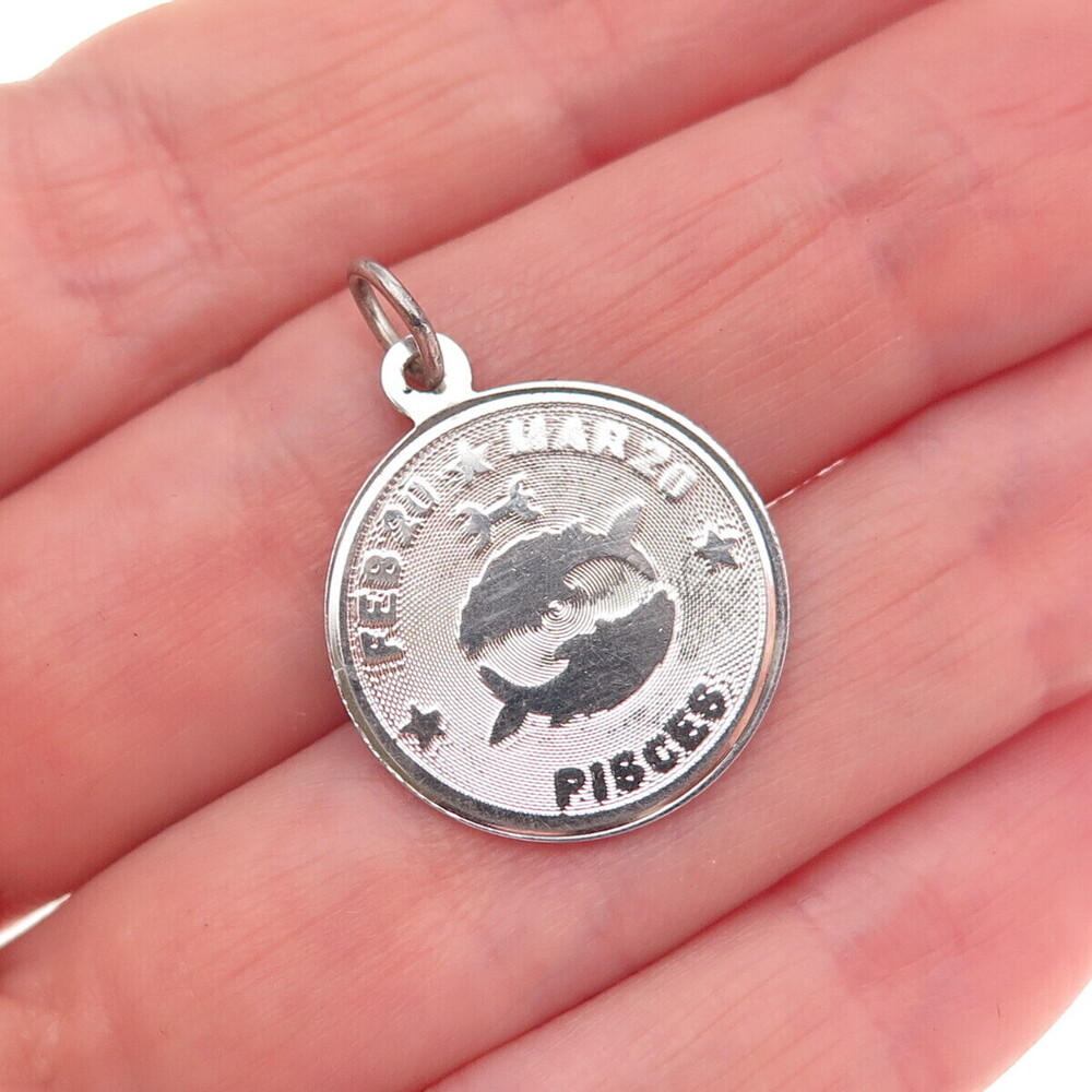M&M Mark Mercy 925 Sterling Silver Vintage Pisces Zodiac Sign Charm Pendant